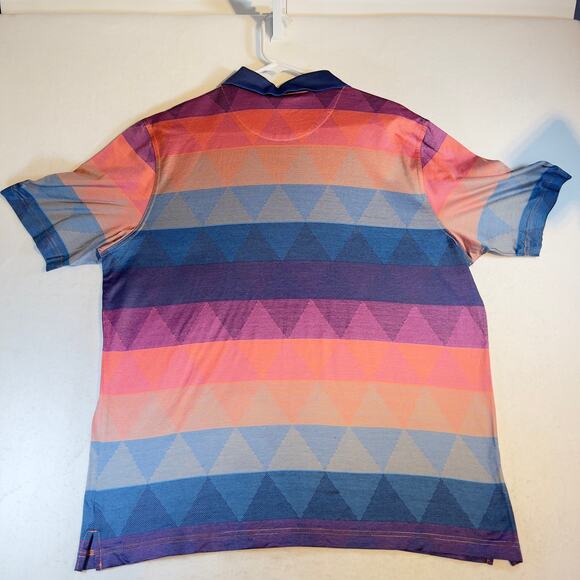 Reel Polo Shirt Men's XL 100% Double Mercerized Cotton Gradient Aztec Geometric - Picture 3 of 9